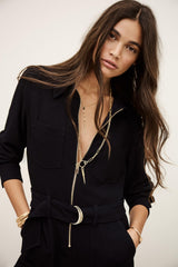 Long-Sleeve Jumpsuit Fleur Blue