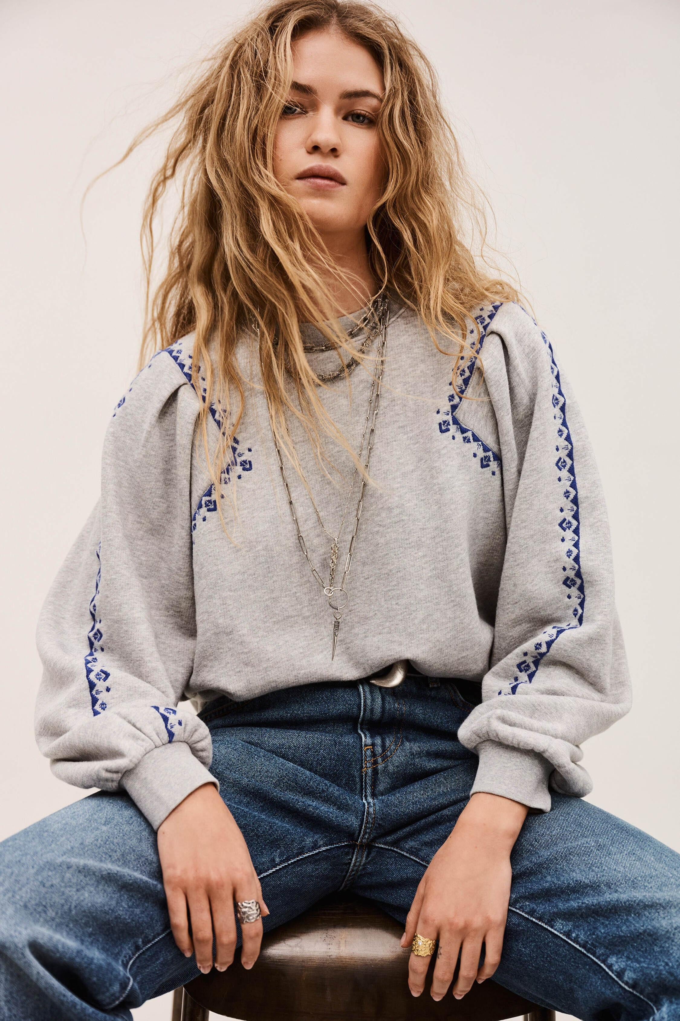 Embroidered Sweatshirt Mesta Gray