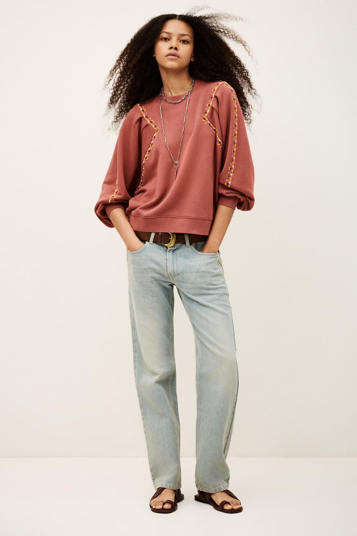 Embroidered Sweatshirt Mesta Pink