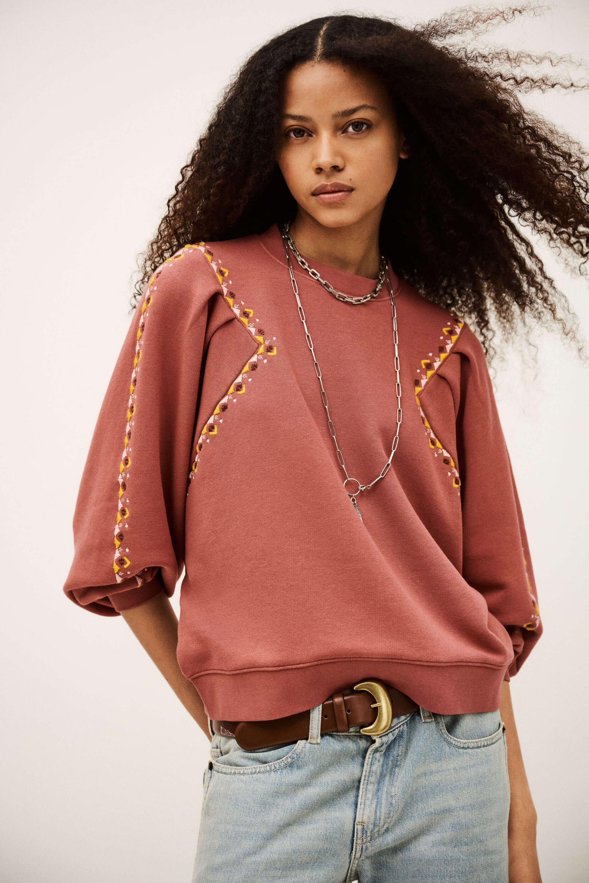 Embroidered Sweatshirt Mesta Pink