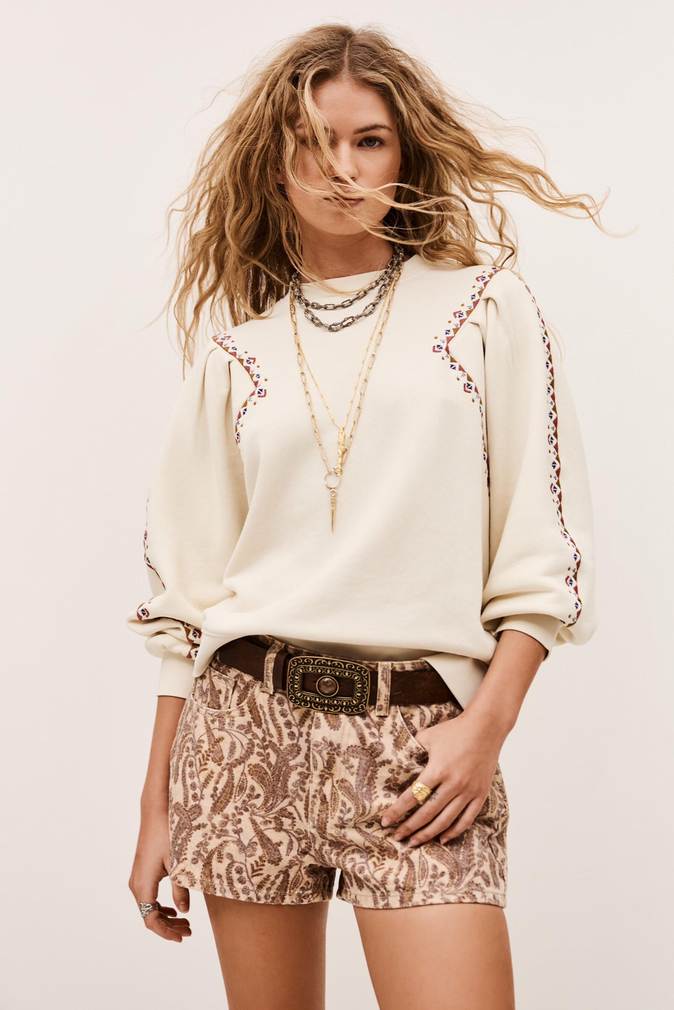 Embroidered Sweatshirt Mesta Off-White