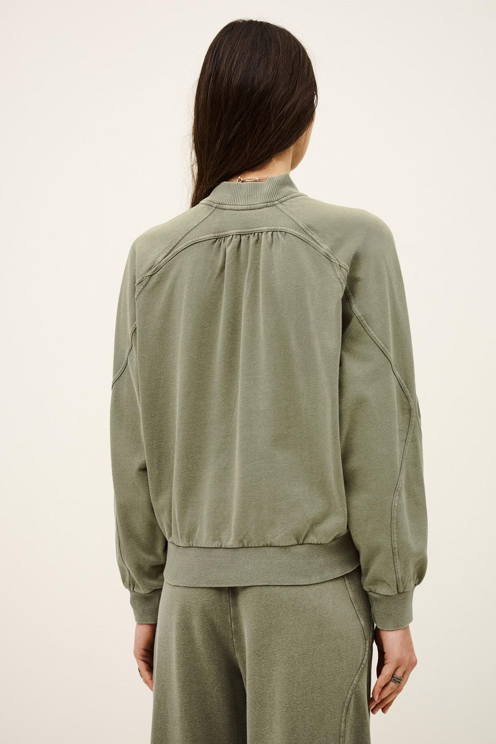 Zipped Cotton Sweatshirt Kira Green