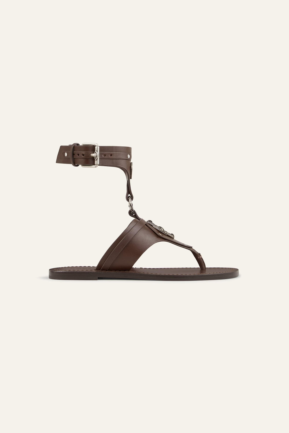 Flat Leather Sandals Corfou Brown