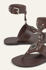 Flat Leather Sandals Corfou Brown