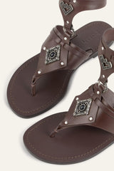 Flat Leather Sandals Corfou Brown