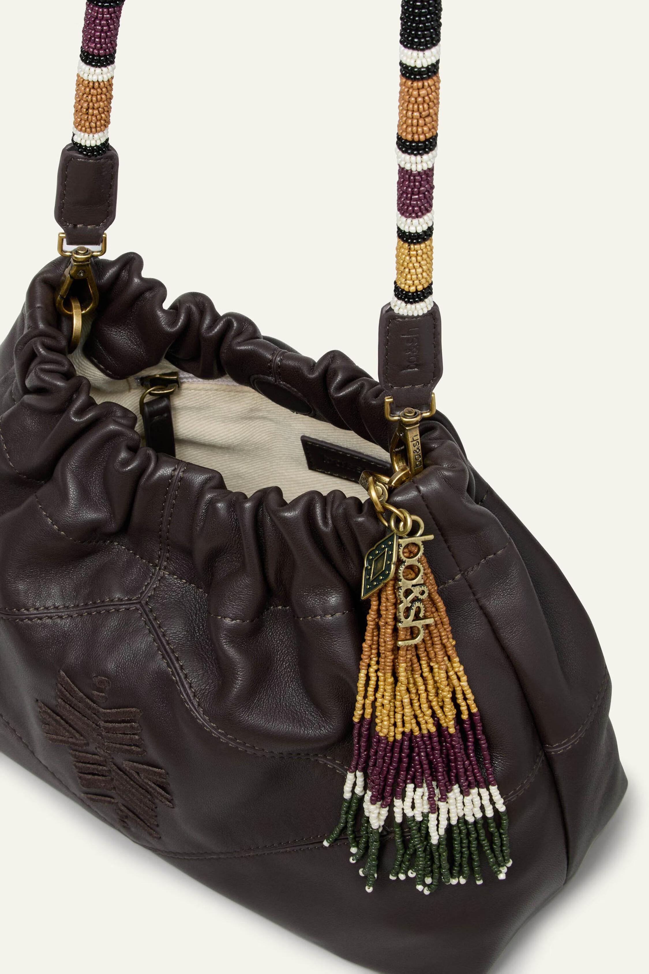 Mini Beaded Tote Bag June Brown