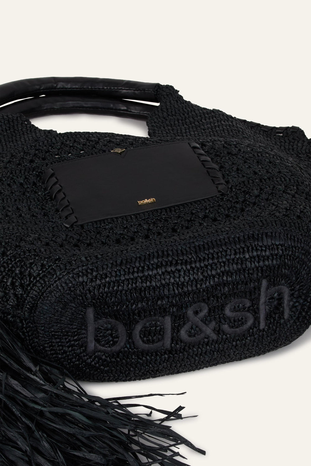 Fringed Raffia Straw Bag Ara Black