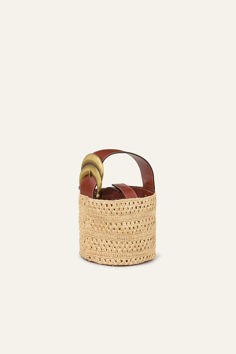 Mini Raffia Bucket Bag Youyou Brown