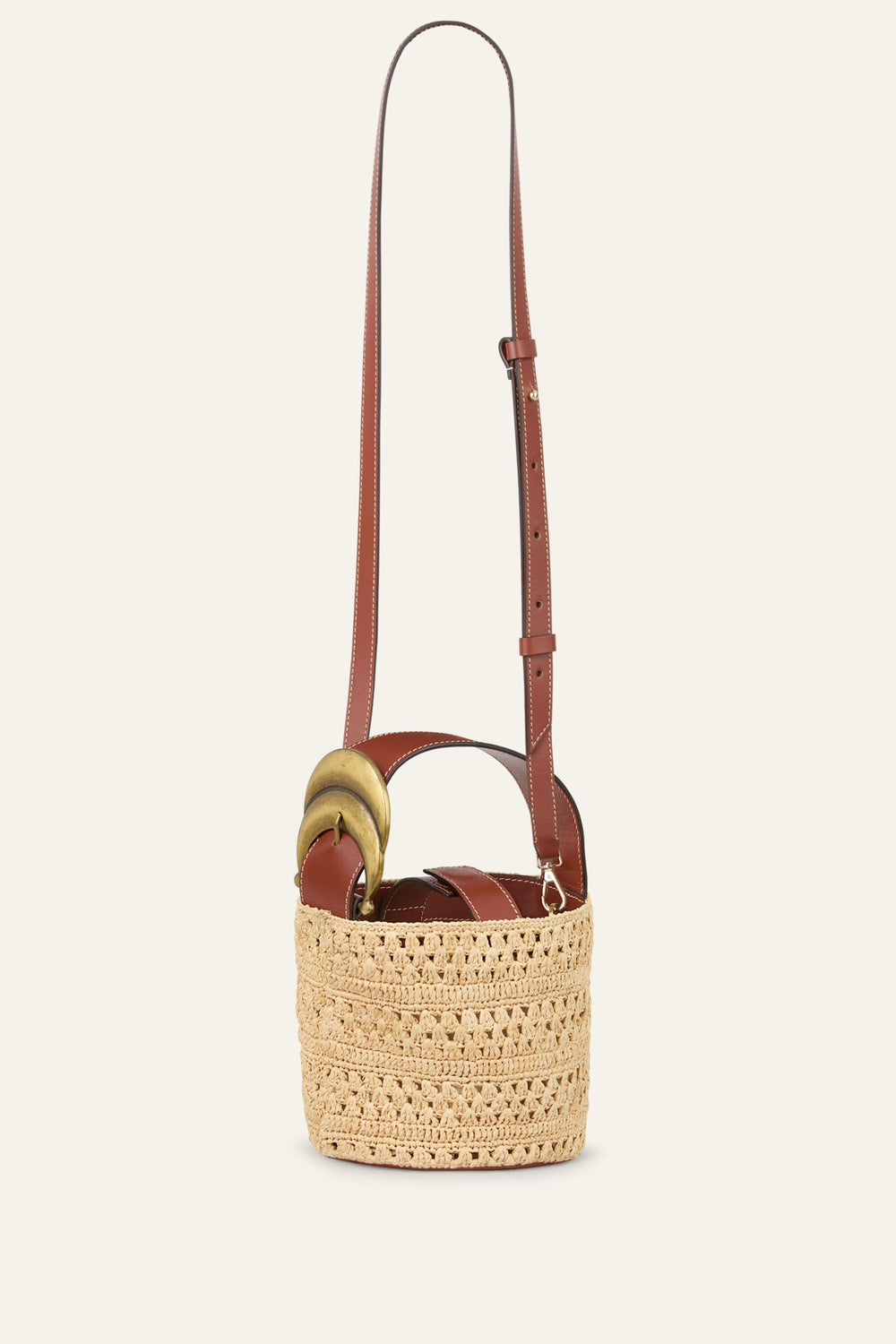 Mini Raffia Bucket Bag Youyou Brown