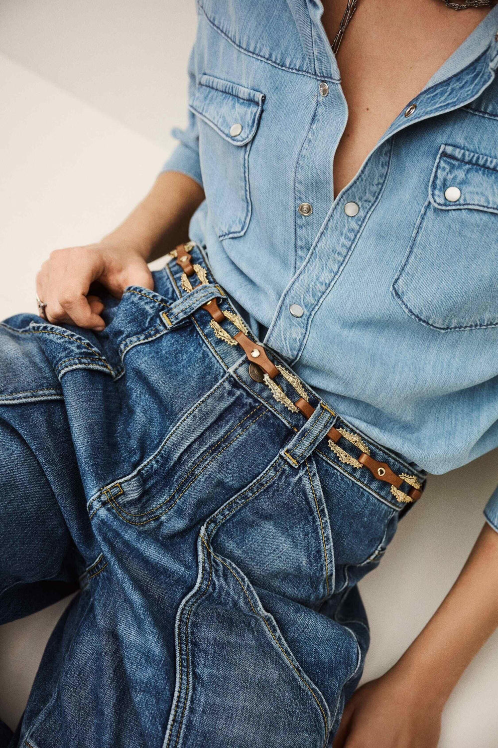 Leather Statement Belt Baptiste Brown