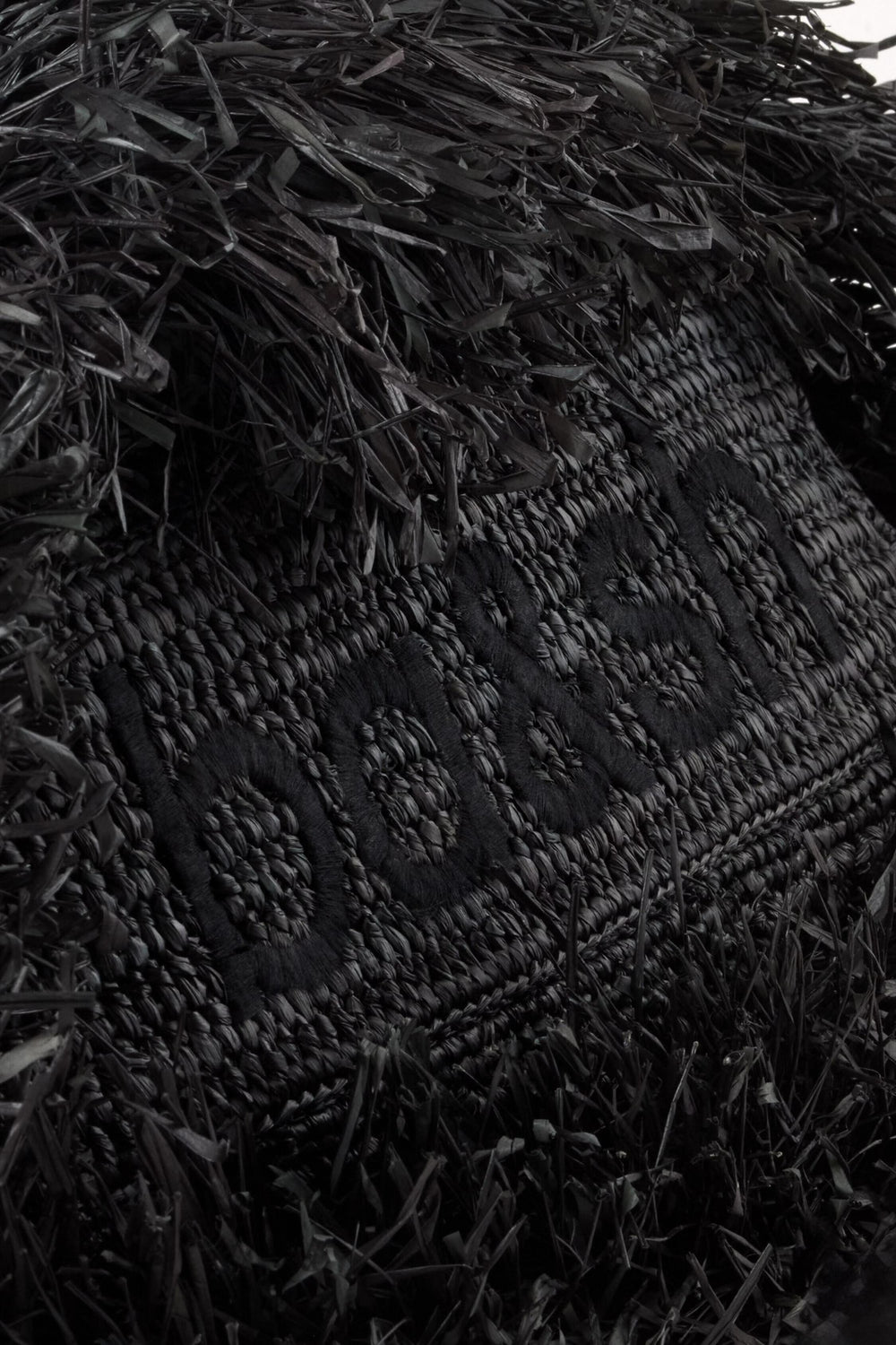 Fringed Raffia Clutch June Black