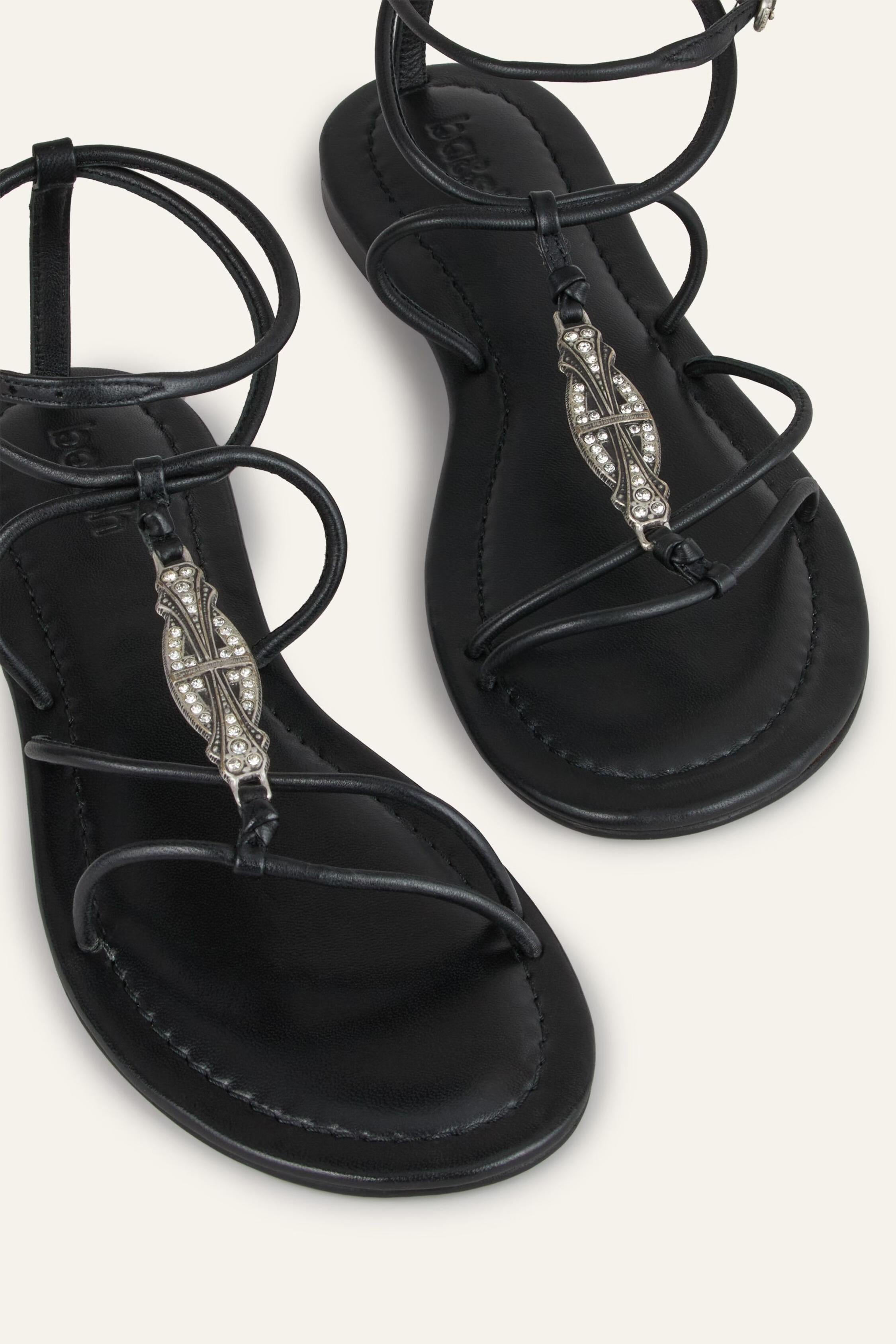 Flat Leather Sandals Caya Black