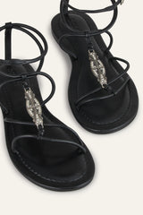 Flat Leather Sandals Caya Black
