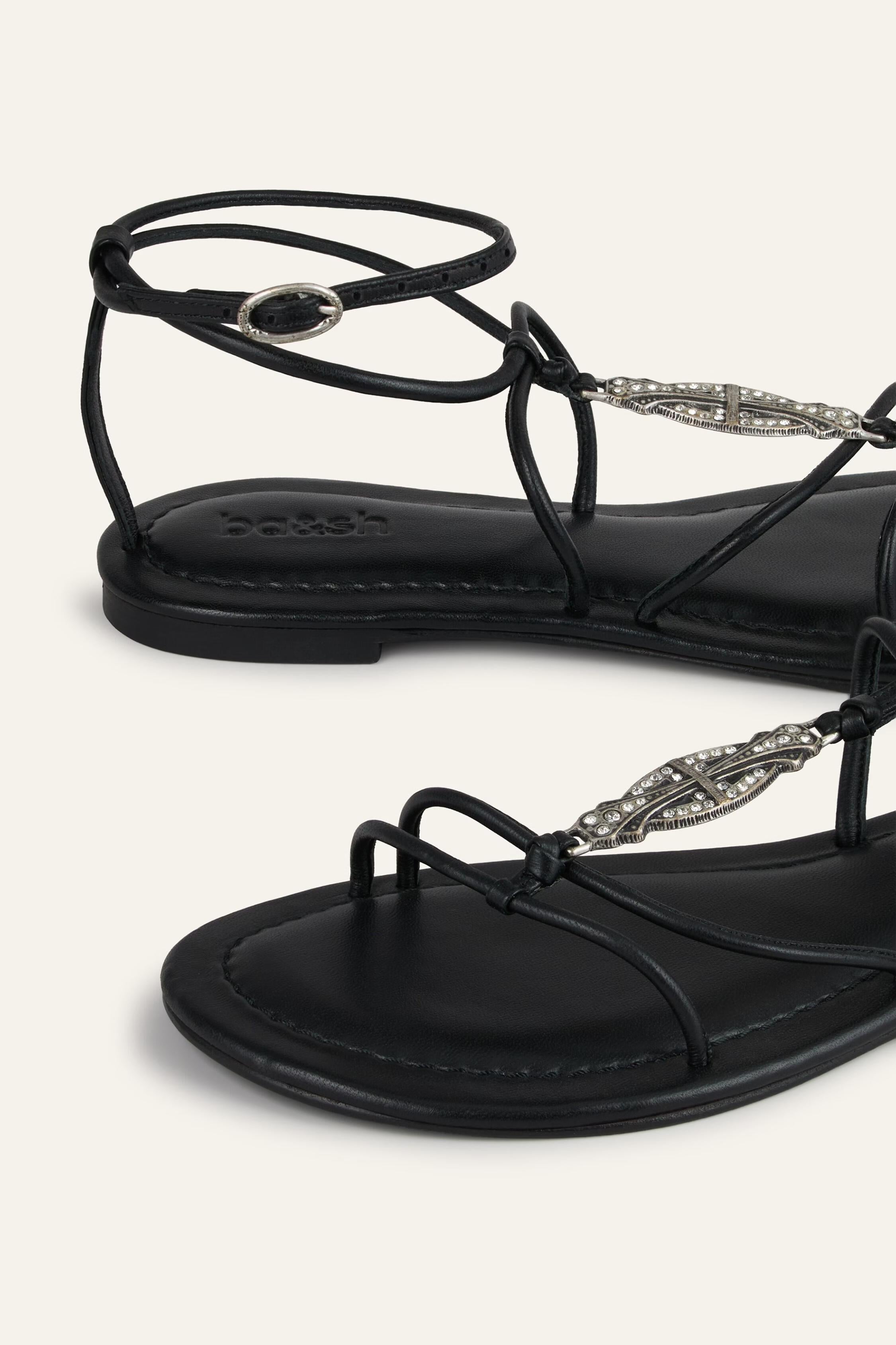 Flat Leather Sandals Caya Black