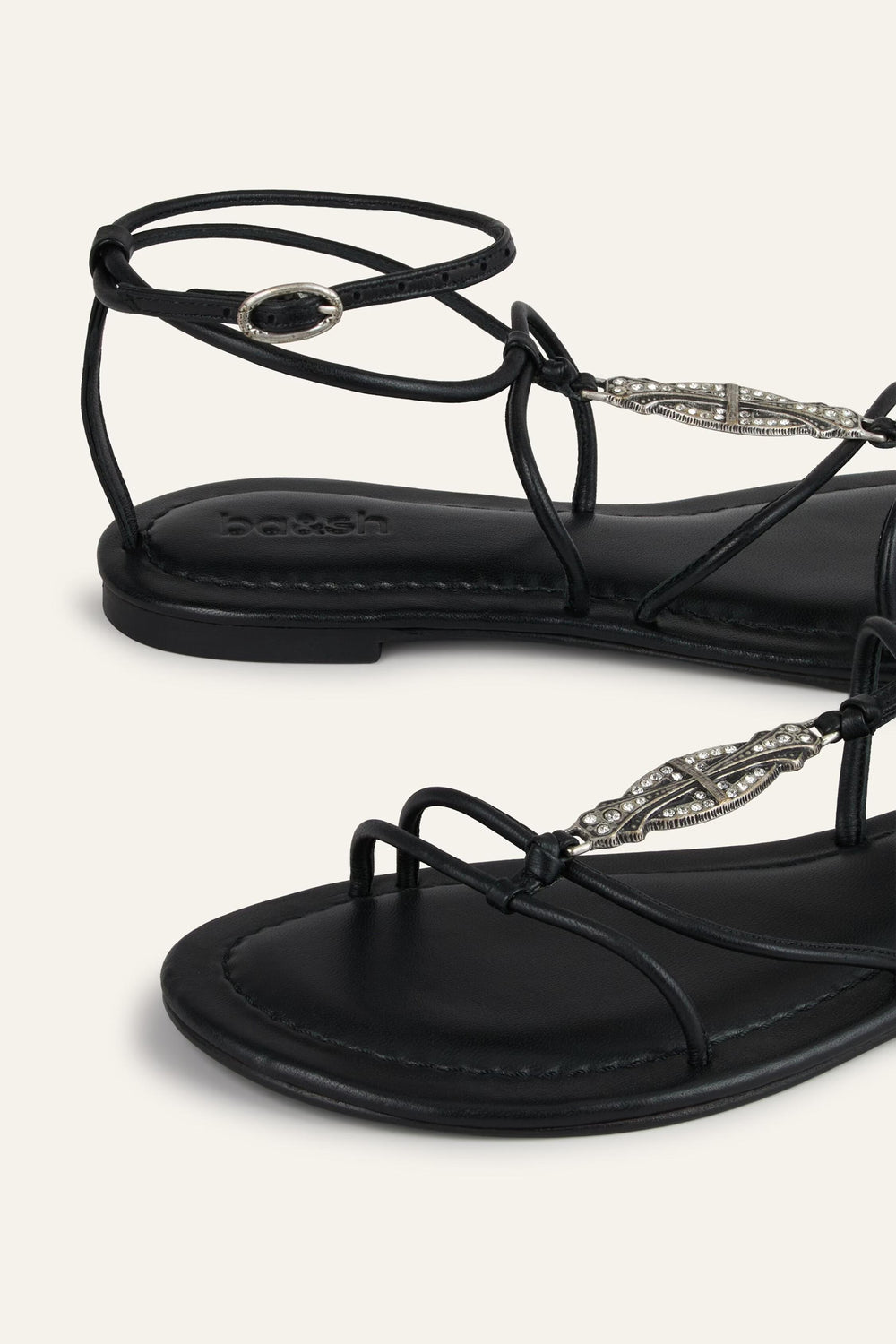 Flat Leather Sandals Caya Black