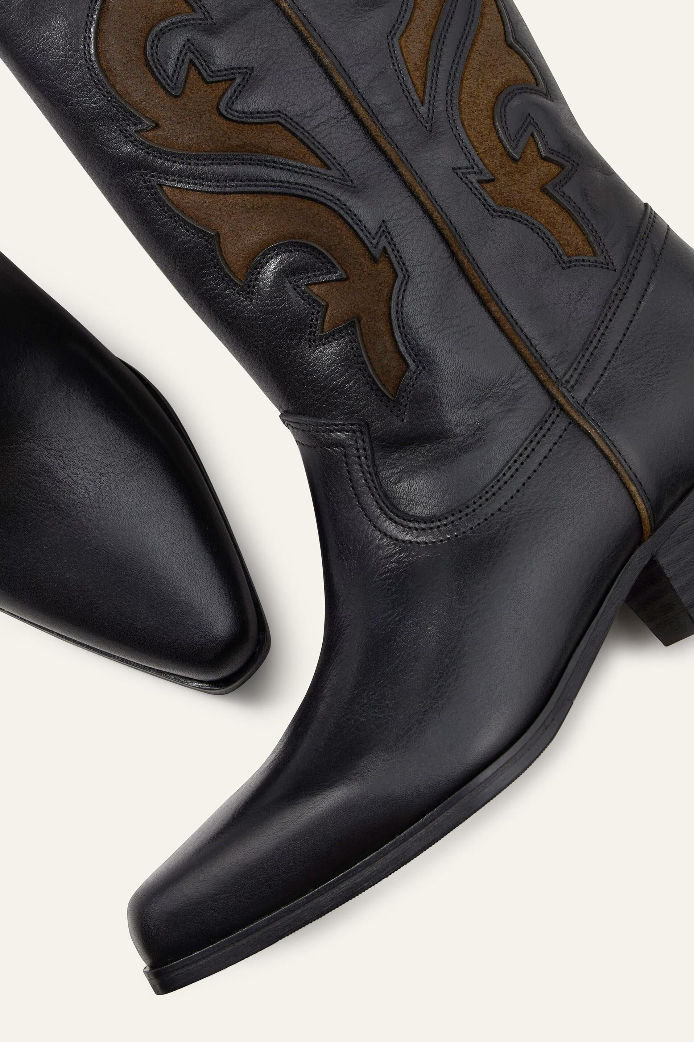 Leather Cowboy-Style Boots Curtis Black
