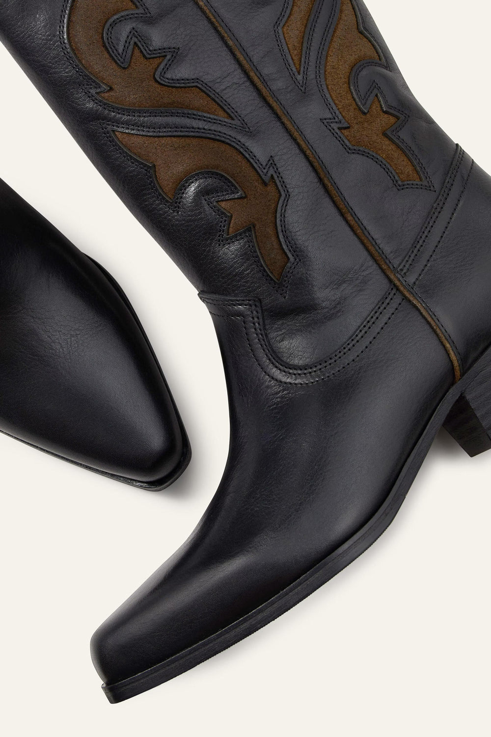 Leather Cowboy-Style Boots Curtis Black