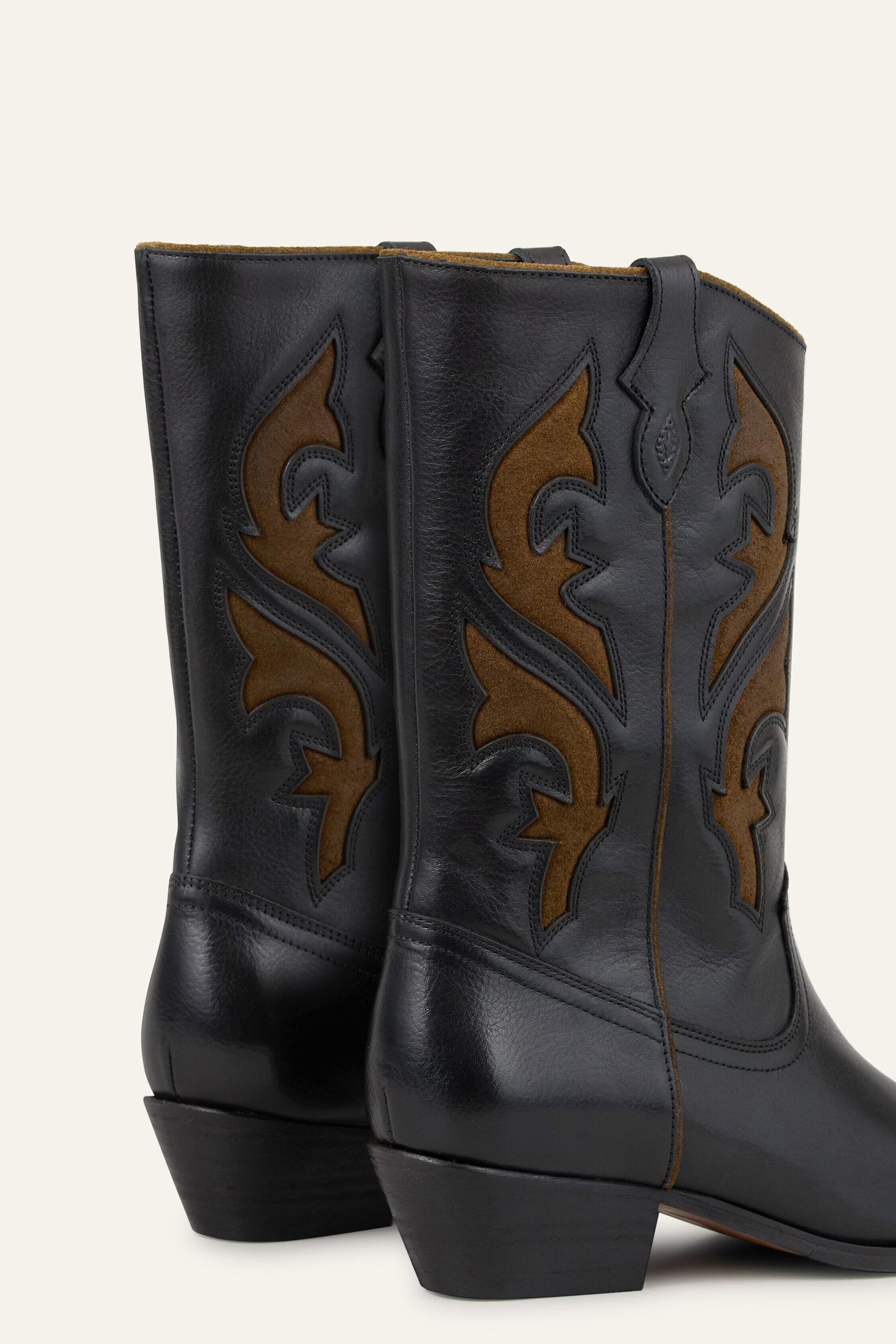 Leather Cowboy-Style Boots Curtis Black