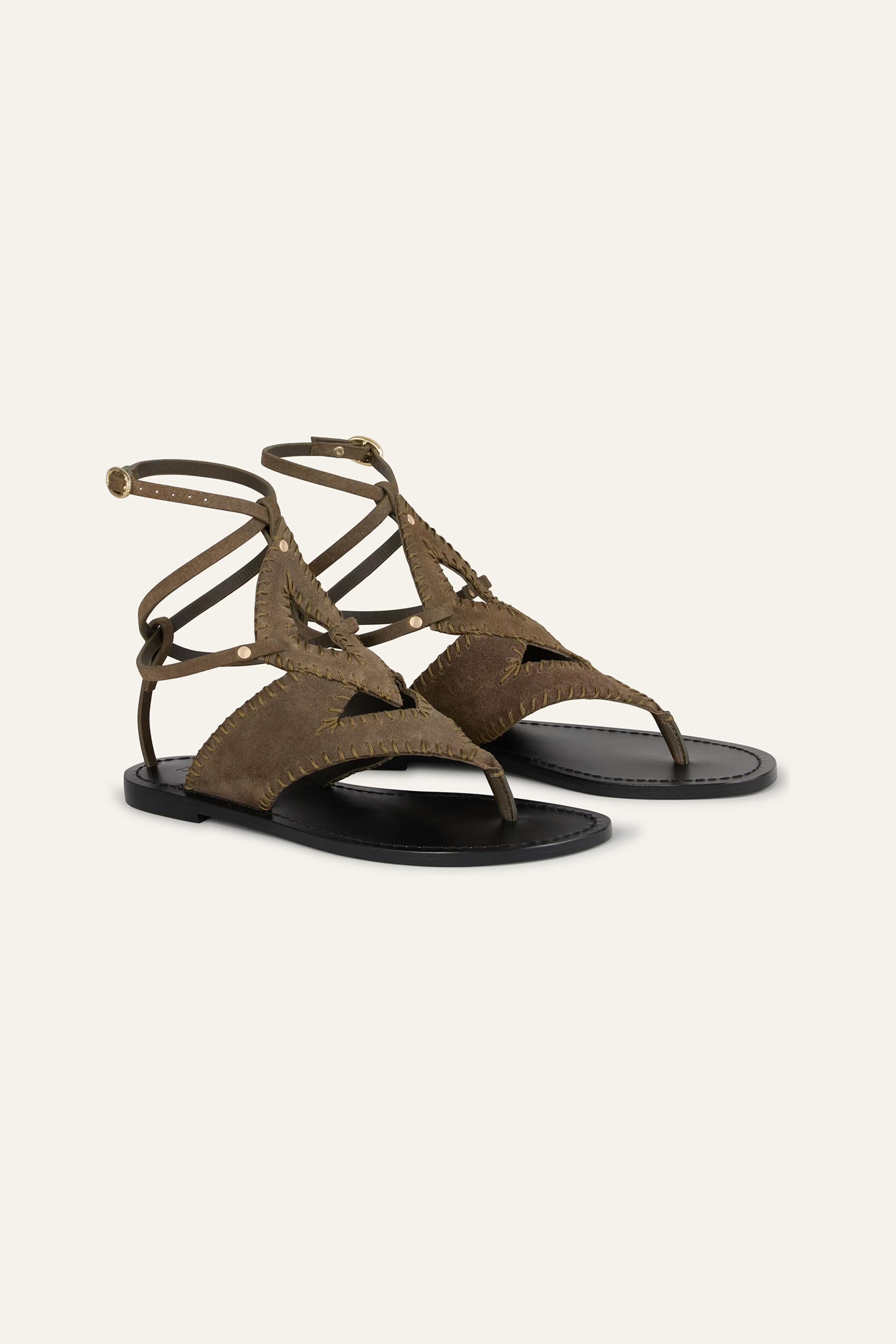 Flat Suede Sandals Capri Green
