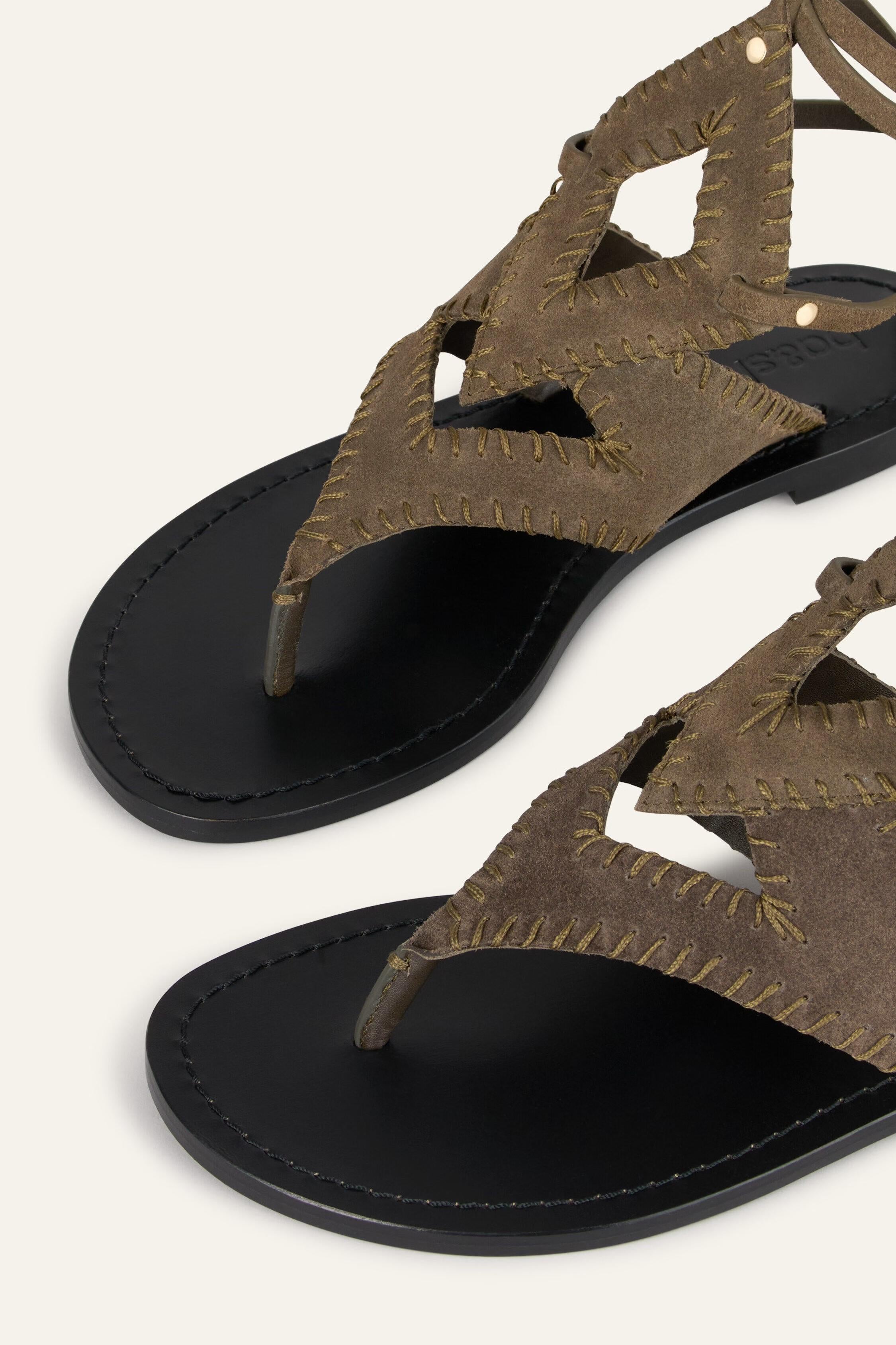 Flat Suede Sandals Capri Green