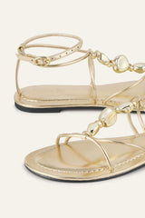 Flat Leather Sandals Caya Gold