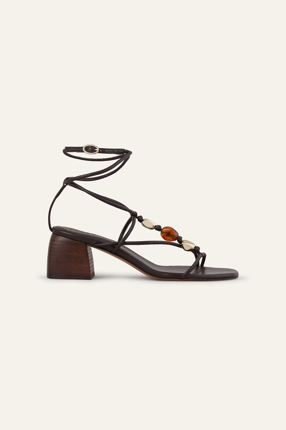 Heeled Leather Sandals Caya Brown