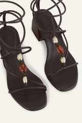 Heeled Leather Sandals Caya Brown