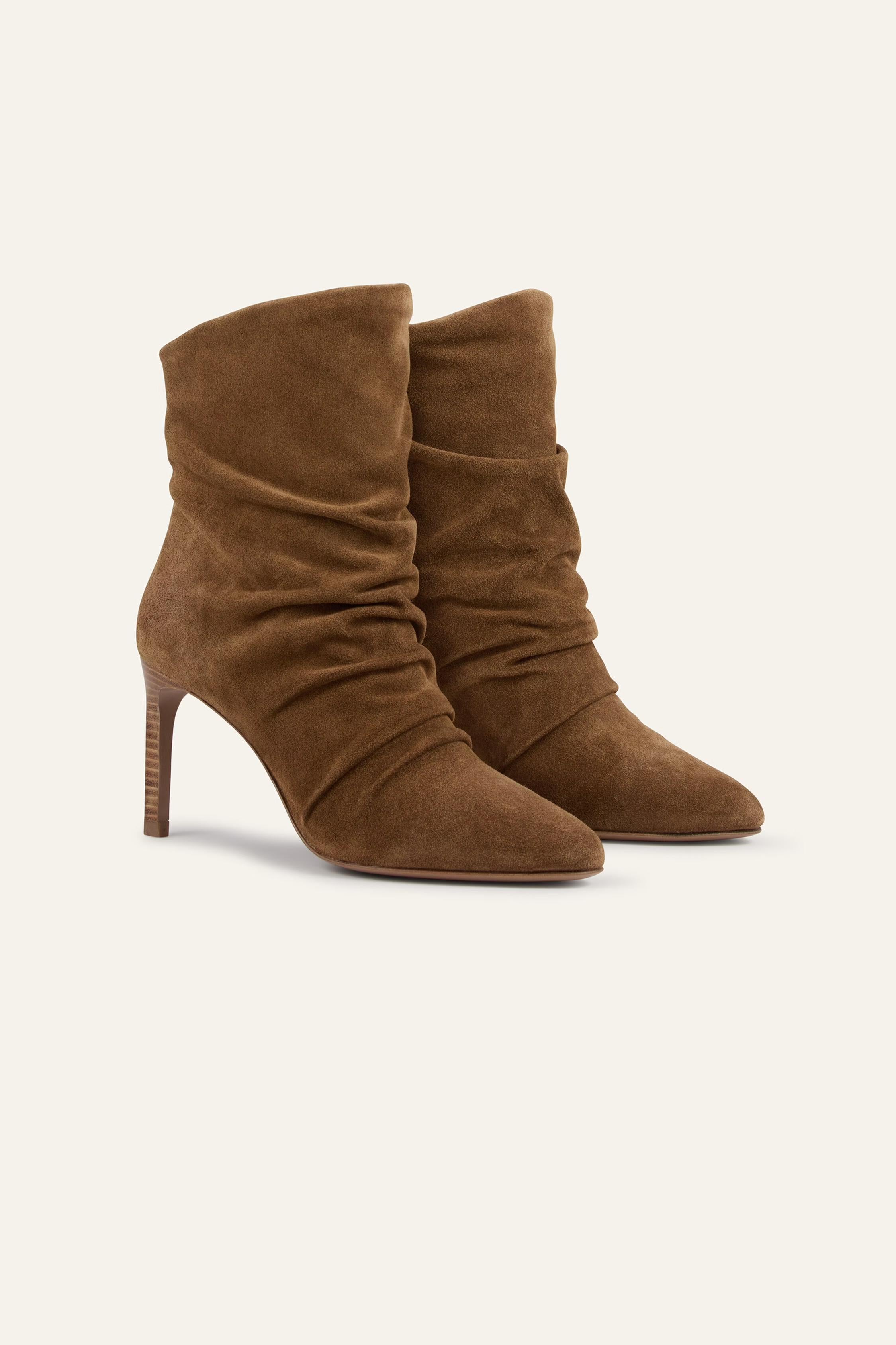 High-Heeled Suede Ankle Boots Colivia Brown