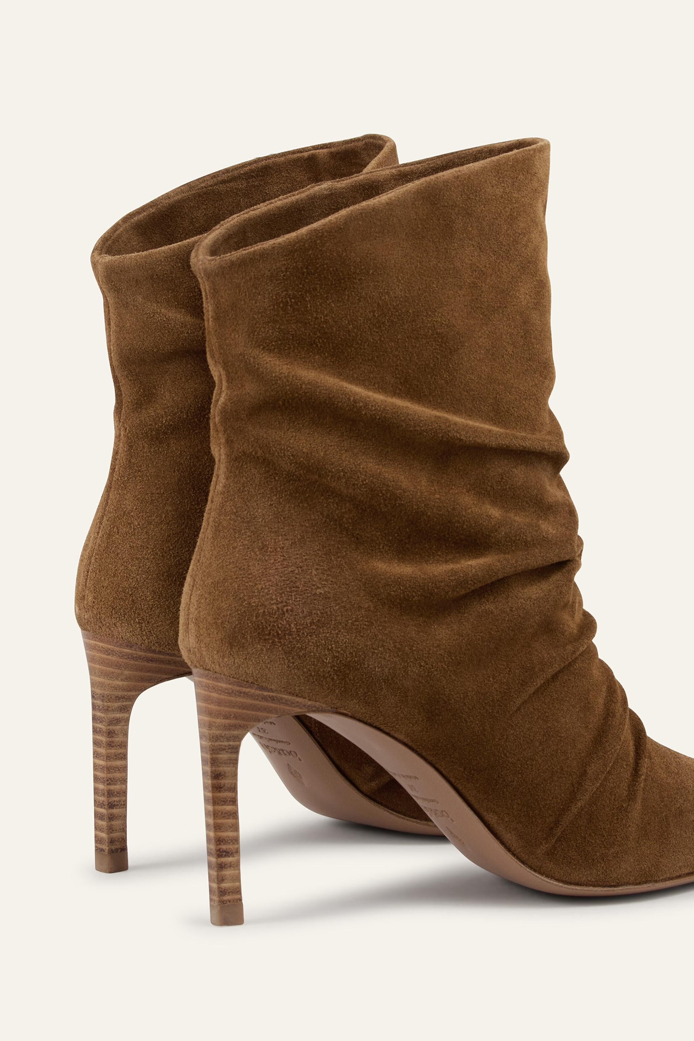High-Heeled Suede Ankle Boots Colivia Brown