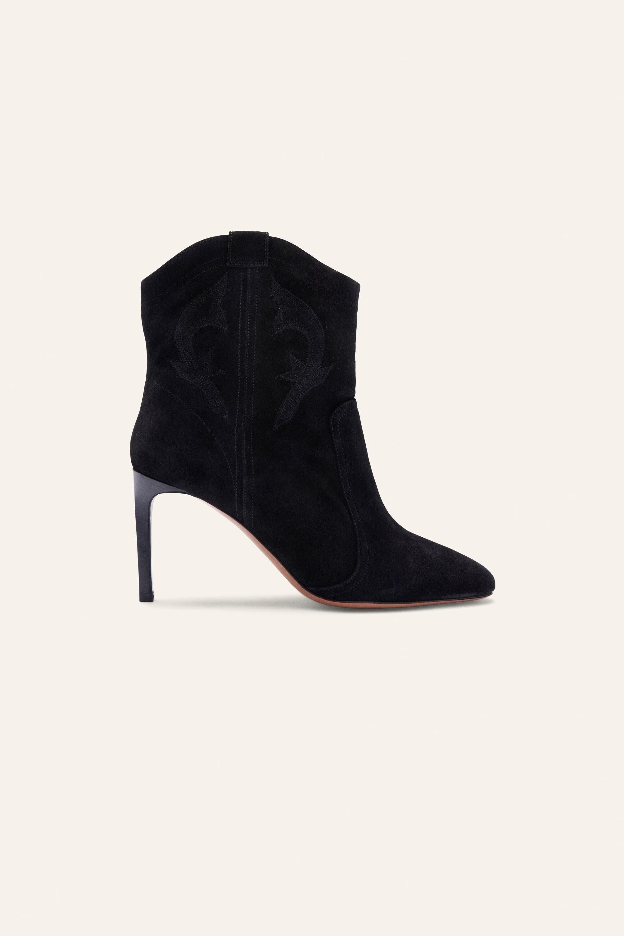 Suede High Heel Ankle Boots Caitlin Black