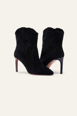 Suede High Heel Ankle Boots Caitlin Black