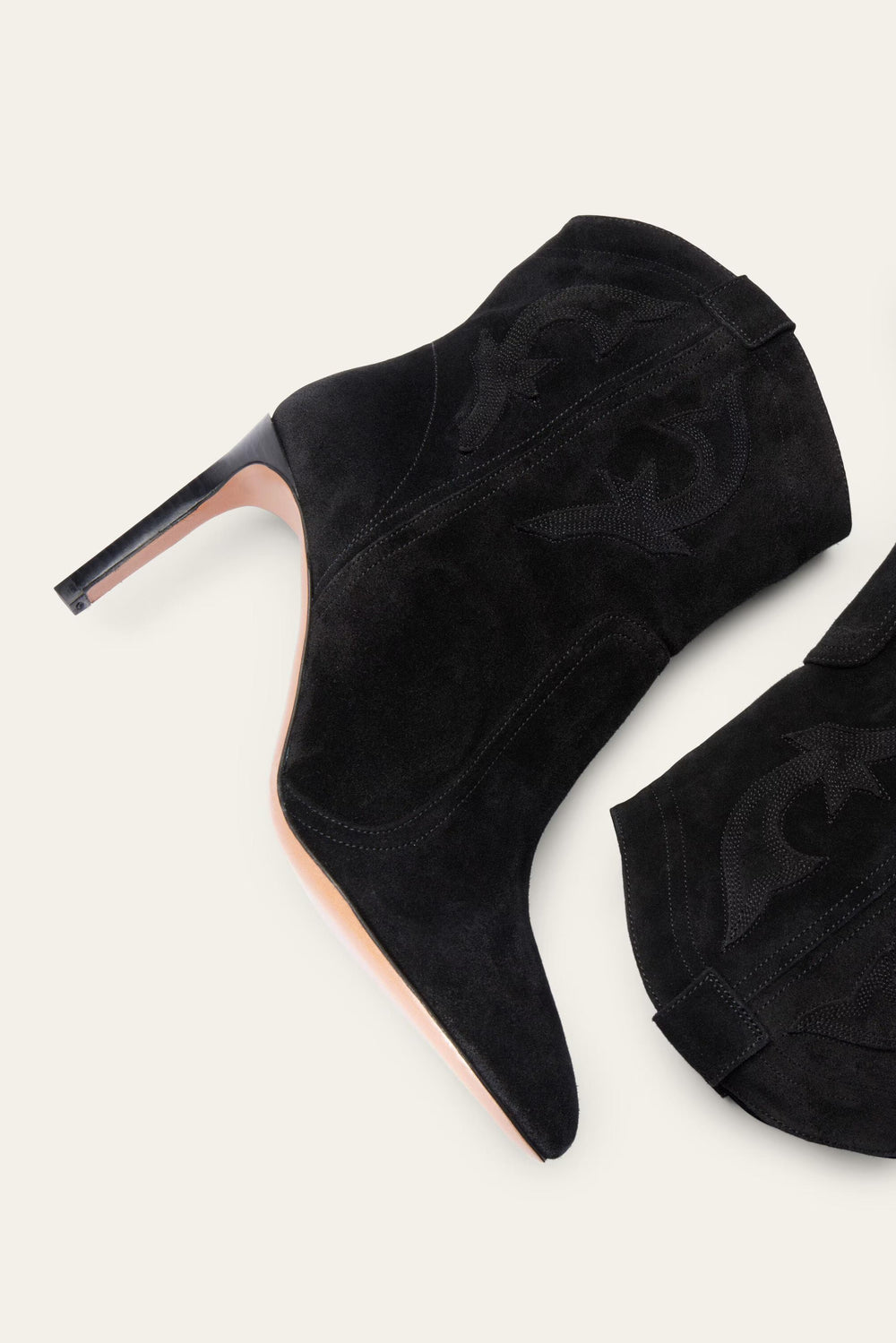 Suede High Heel Ankle Boots Caitlin Black