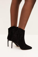 Suede High Heel Ankle Boots Caitlin Black