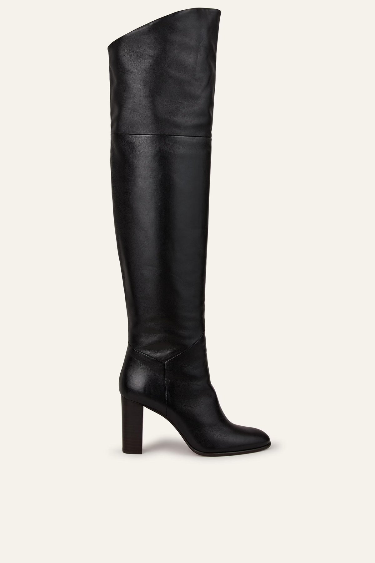 Black Polished Leather Boots Ciry Black