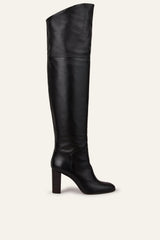 Black Polished Leather Boots Ciry Black