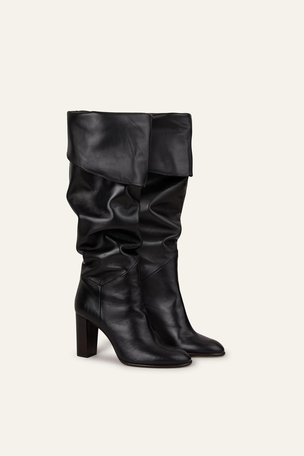 Black Polished Leather Boots Ciry Black