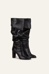 Black Polished Leather Boots Ciry Black