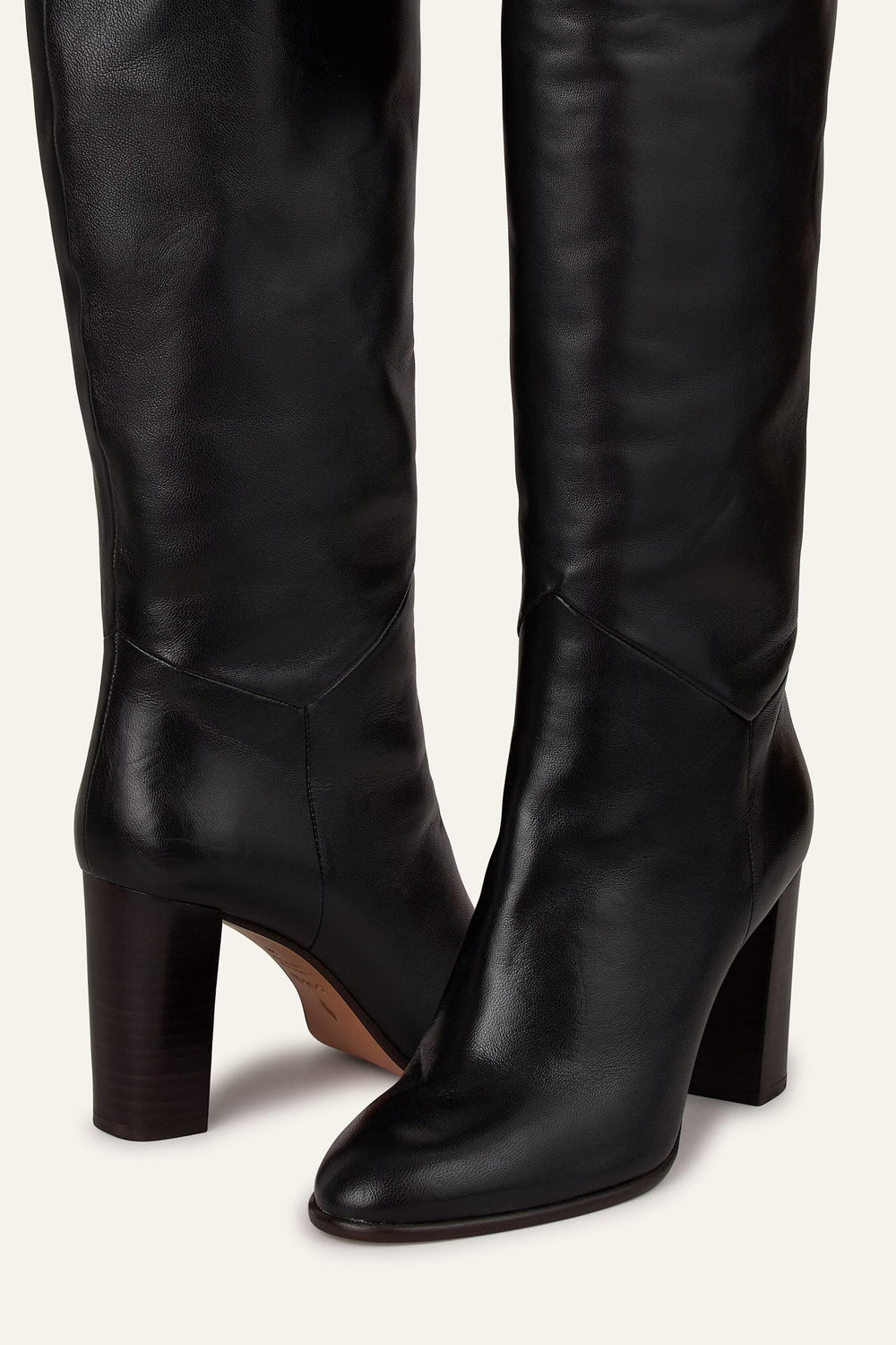 Black Polished Leather Boots Ciry Black