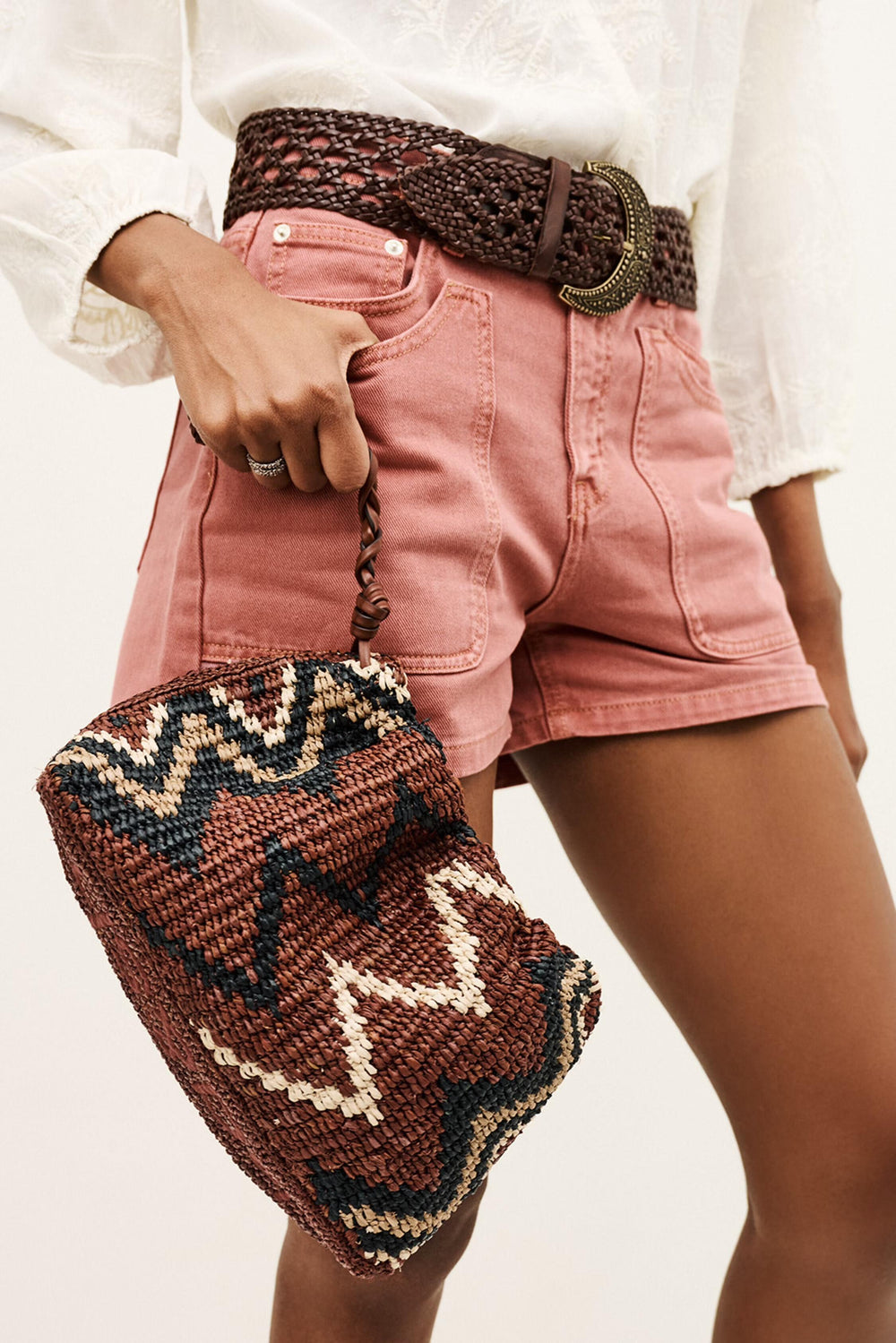 Tribal-Inspired Raffia Clutch June Multicolored