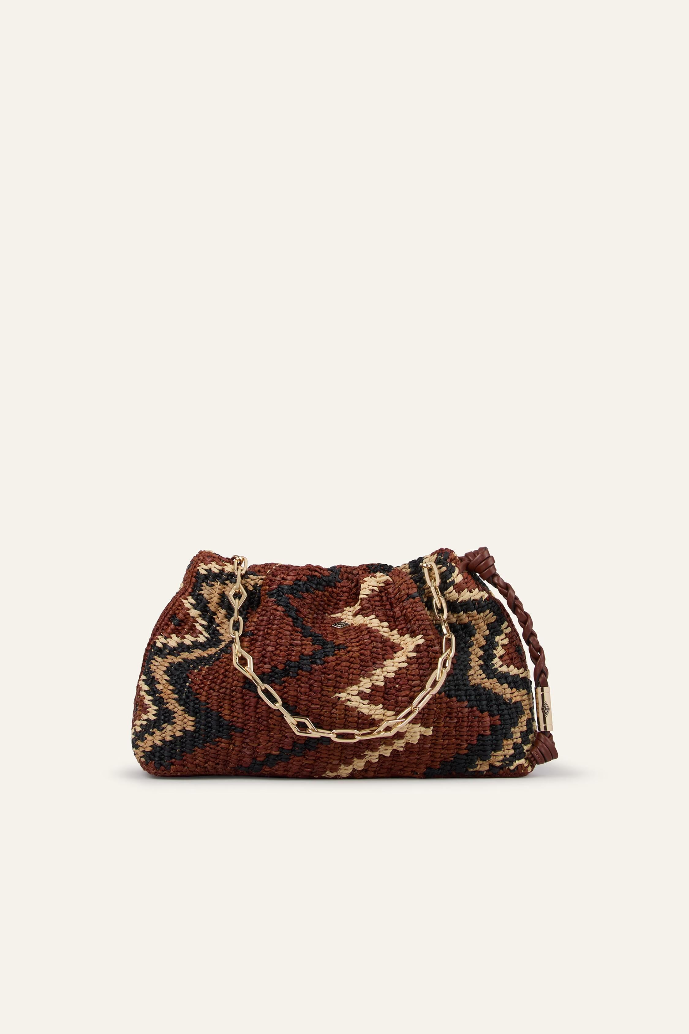 Tribal-Inspired Raffia Clutch June Multicolored