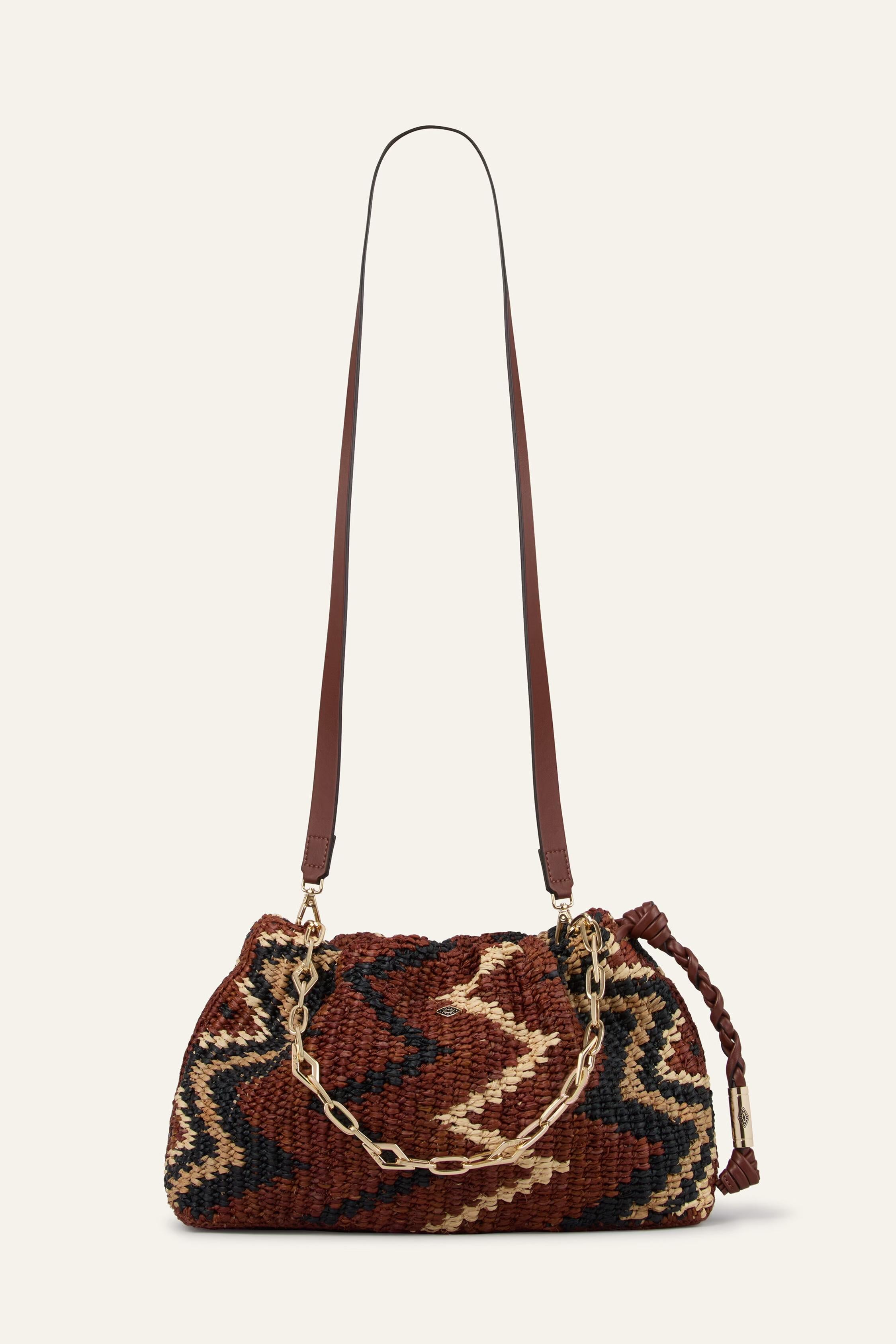 Tribal-Inspired Raffia Clutch June Multicolored