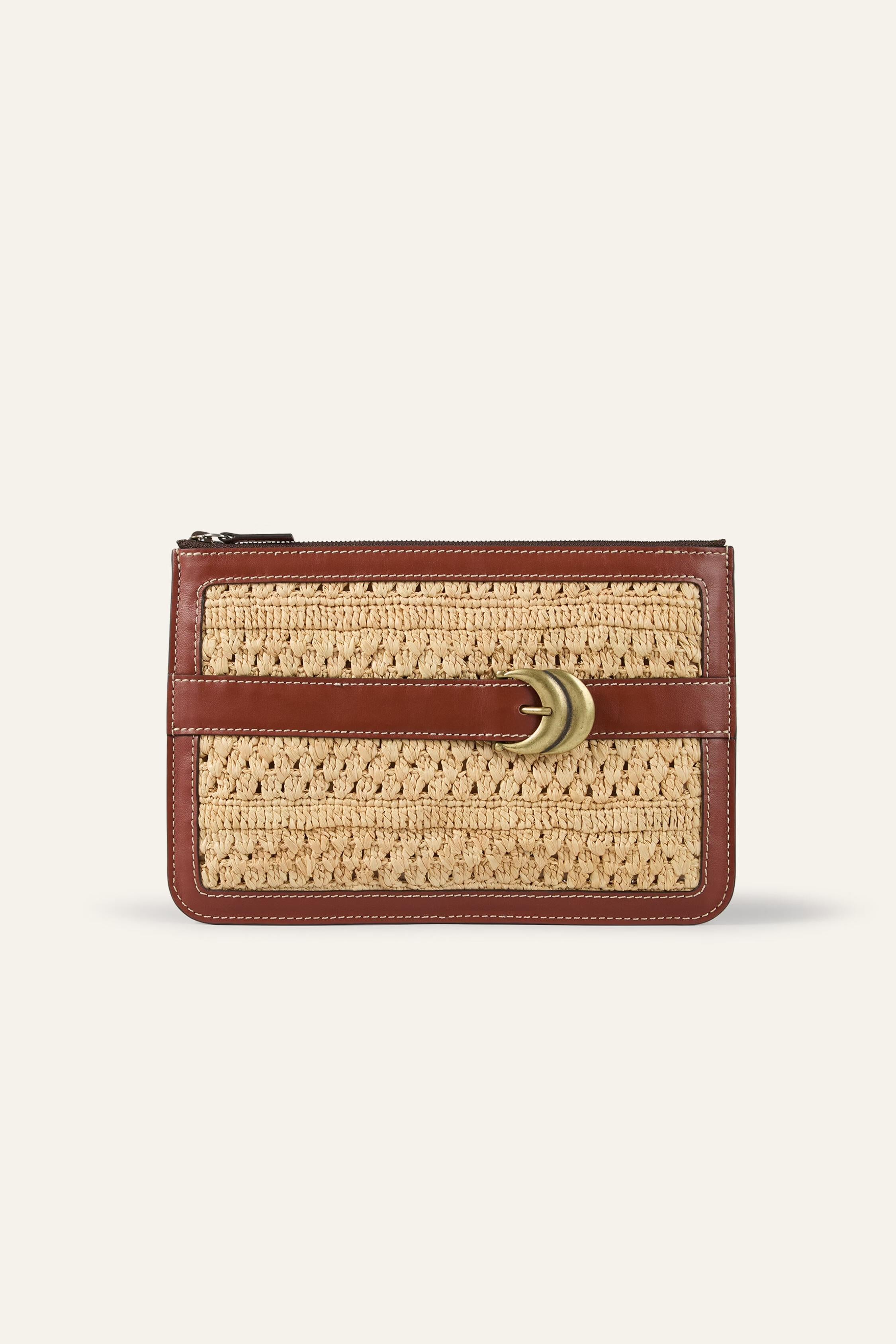 Woven Raffia Clutch Youyou Brown
