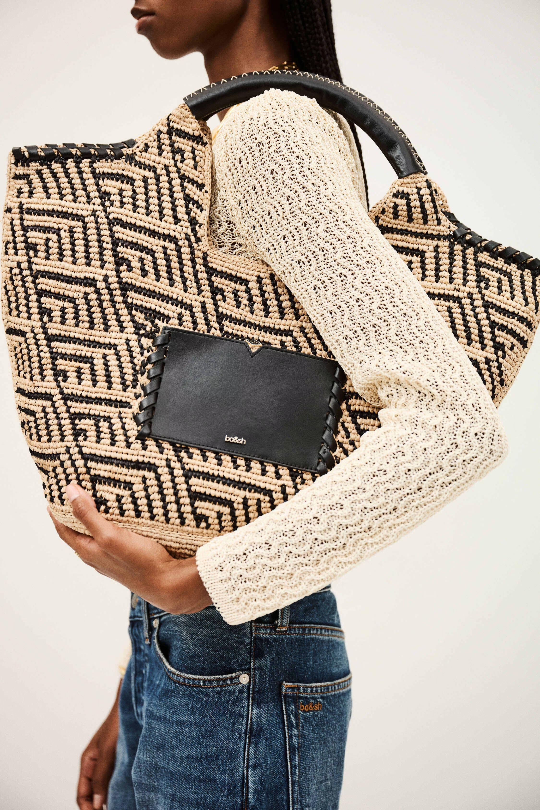 Large Raffia Basket Ophelia Black