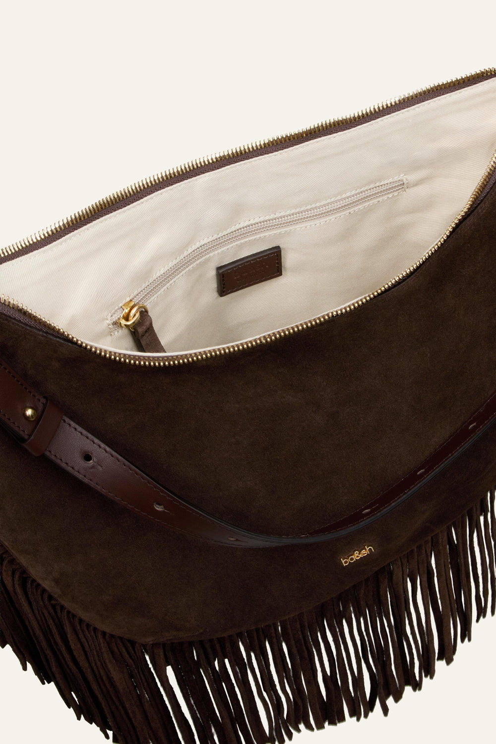 Fringed Hobo Bag Franges Brown