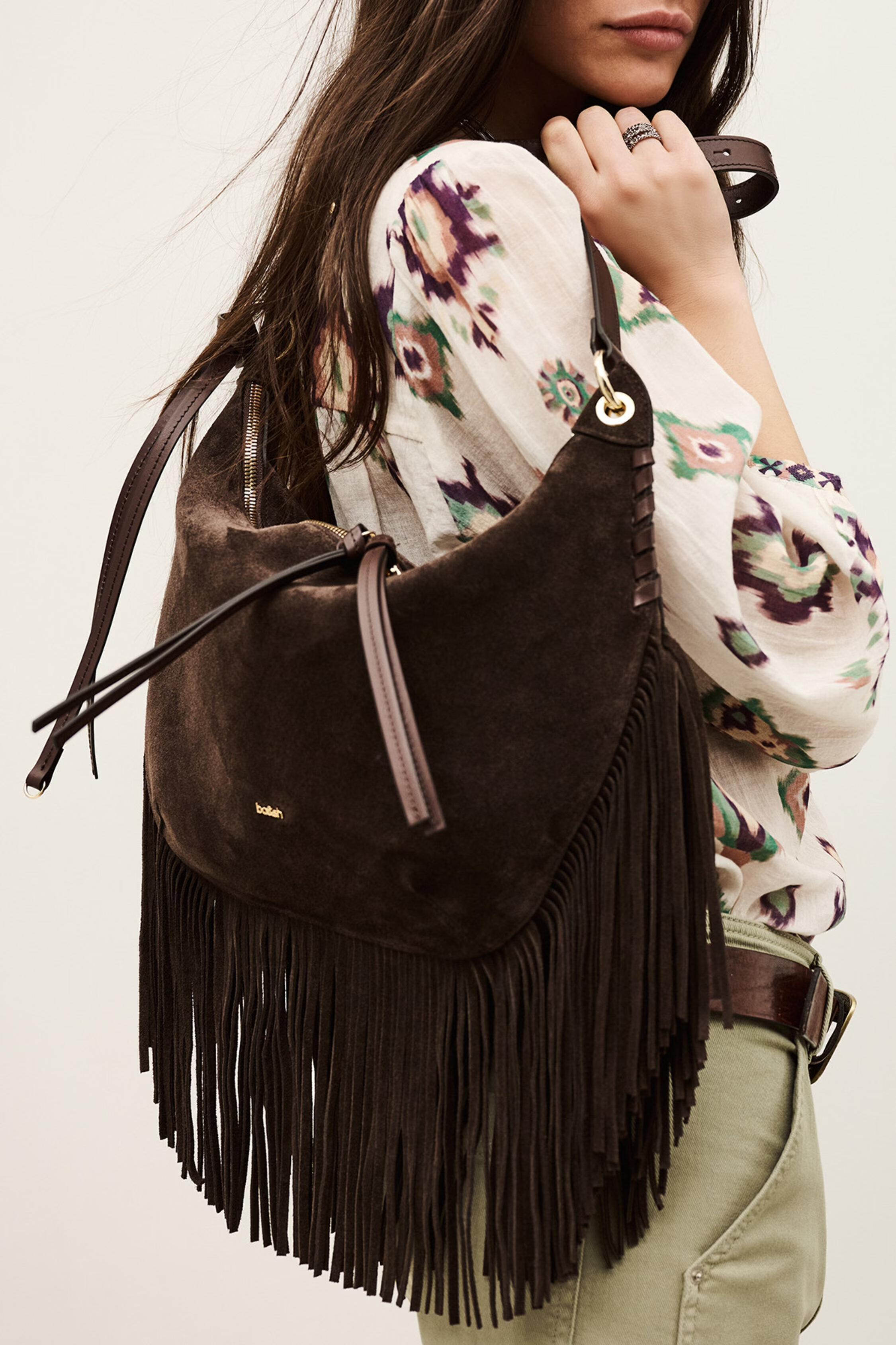 Fringed Hobo Bag Franges Brown