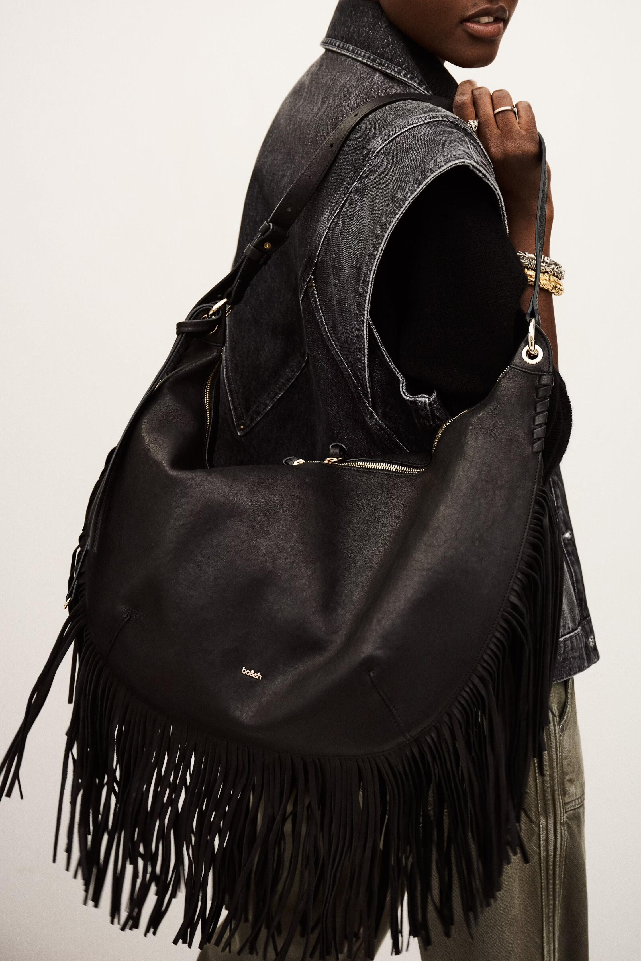 Fringed Bag Swing Black
