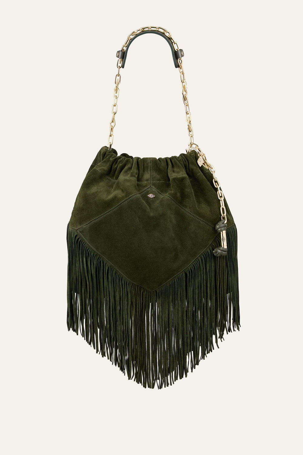 Fringed Suede Bag June Green