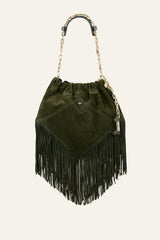 Fringed Suede Bag June Green