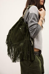 Fringed Suede Bag June Green