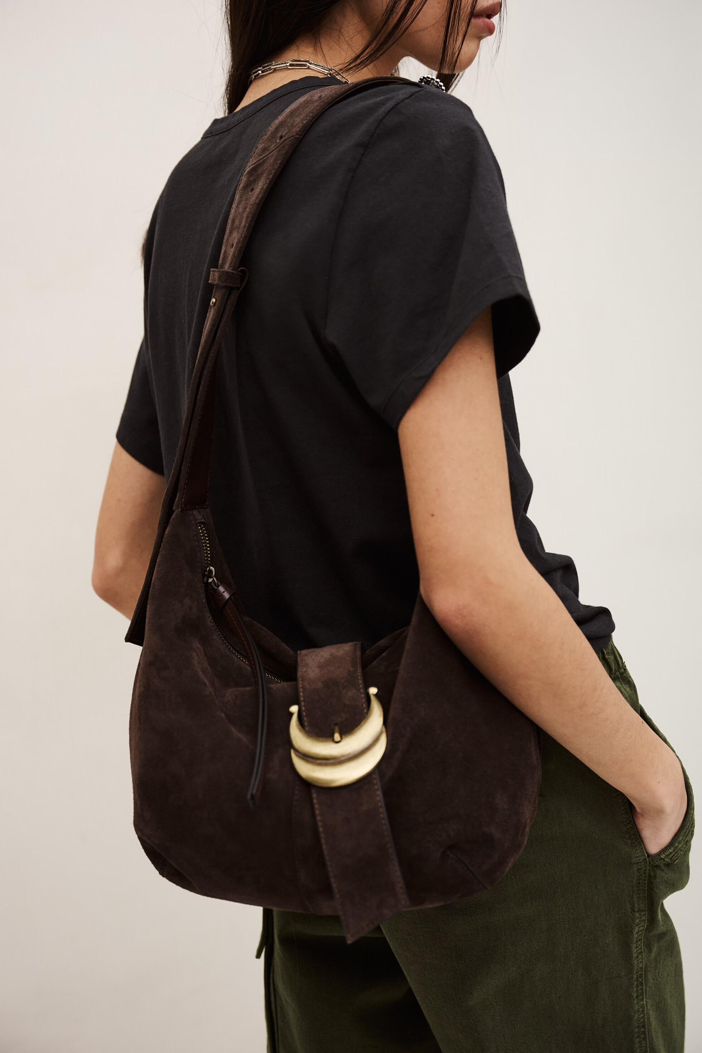 Suede Hobo Bag Youyou Brown